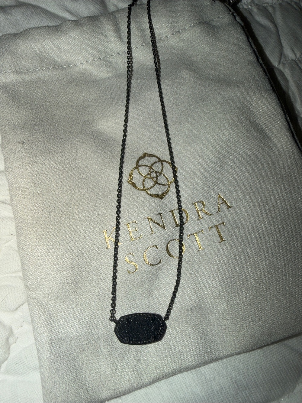 Kendra Scott Black Druzy Thin Chain Necklace